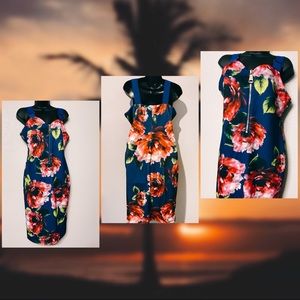 Ax Paris Floral Zip Front Dress - Size 16